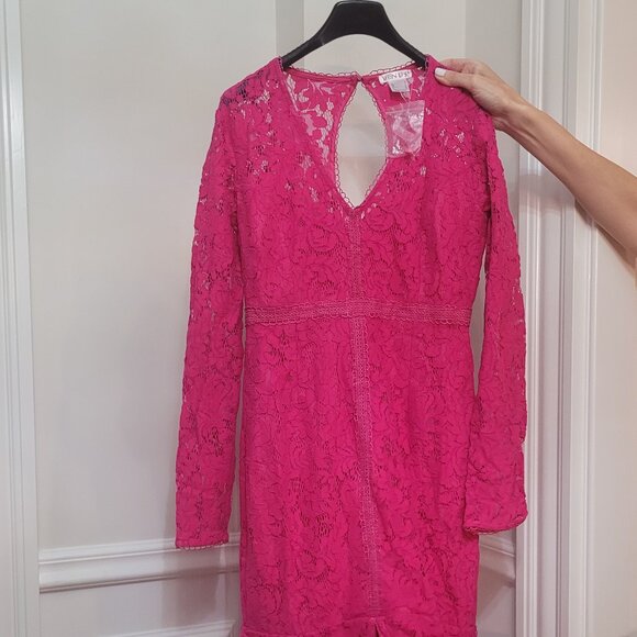NEW Lace Midi Dress. Fuchsia. Size 2. - Picture 2 of 16